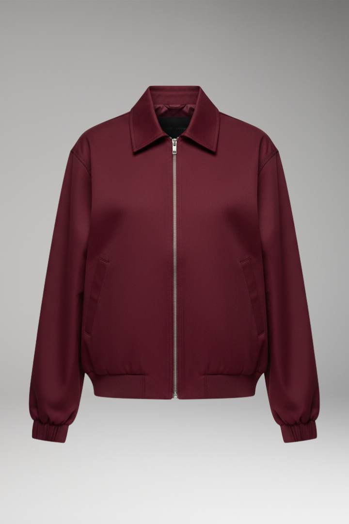 Women's Zipper Bomber Jacket with Side Pockets - Vonnera