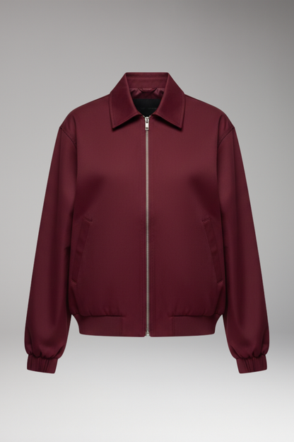 Women's Zipper Bomber Jacket with Side Pockets - Vonnera