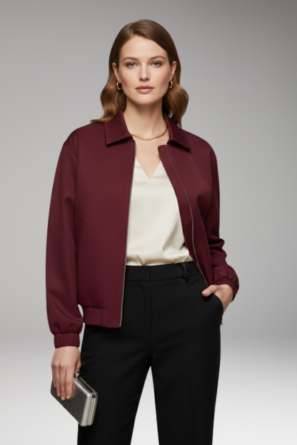 Women's Zipper Bomber Jacket with Side Pockets
