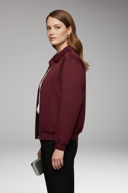 Women's Zipper Bomber Jacket with Side Pockets
