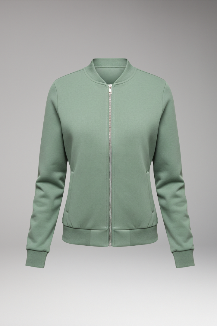 Women's Slim Fit Bomber Jacket Zipper Front - Vonnera