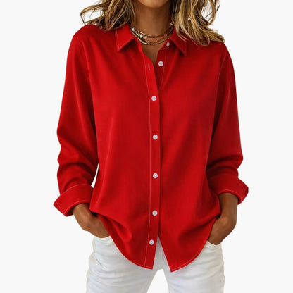 Women's Long Sleeve Blouse Cotton Loose Fit White