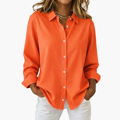 Women's Long Sleeve Blouse Cotton Loose Fit White