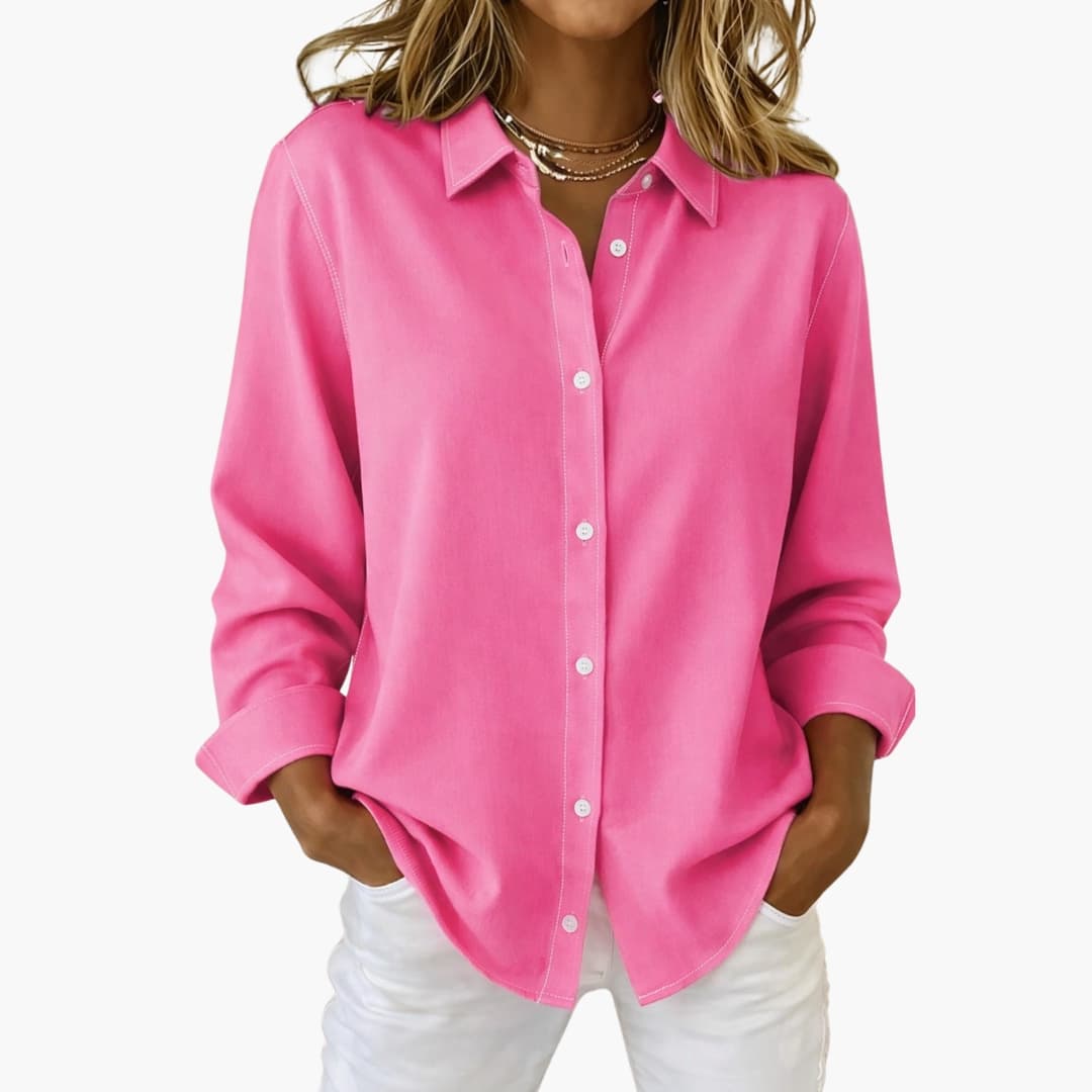 Women's Long Sleeve Blouse Cotton Loose Fit White
