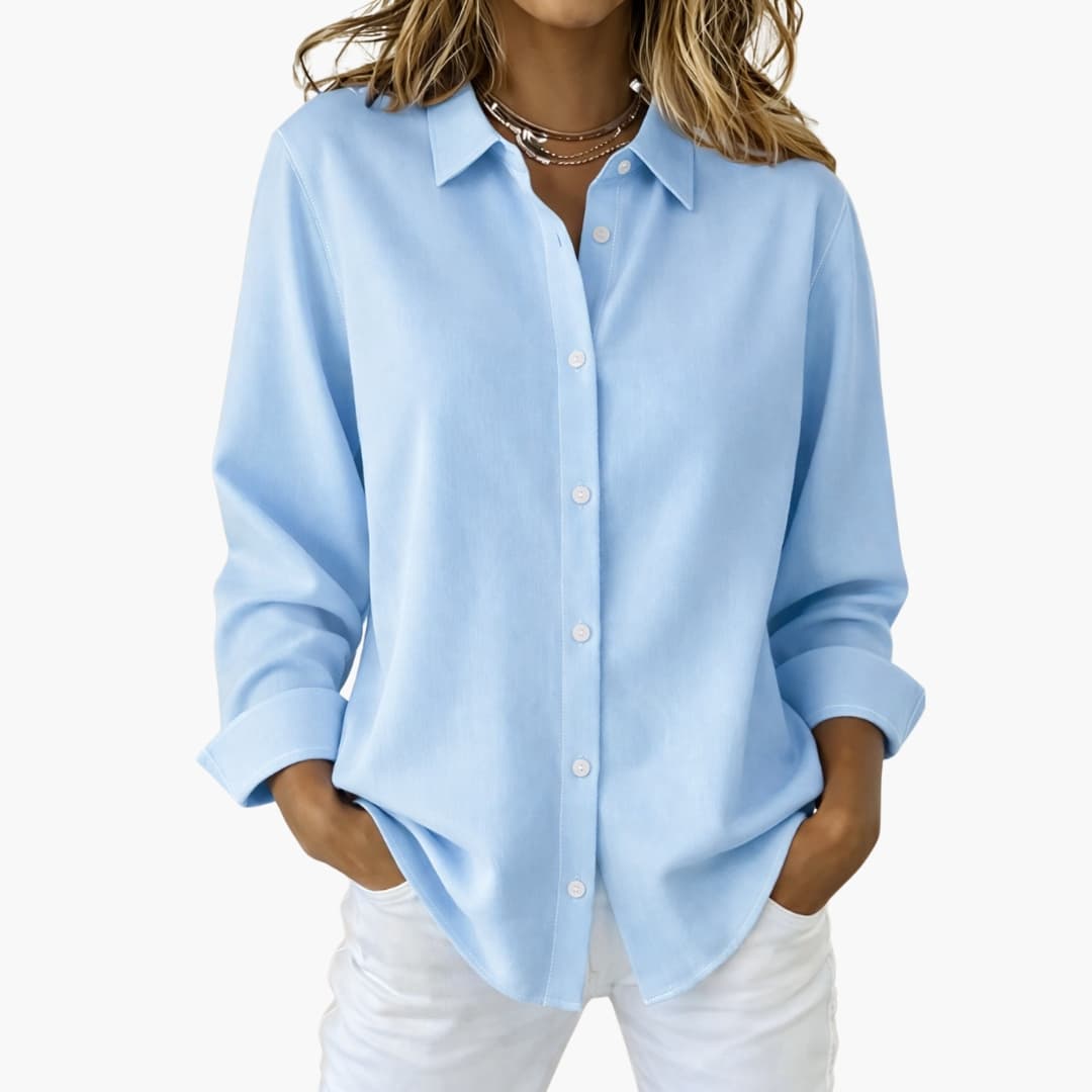 Women's Long Sleeve Blouse Cotton Loose Fit White