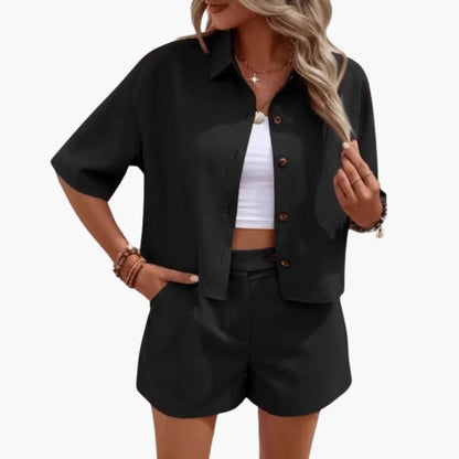 Women's Two-Piece Summer Shirt Shorts Set - Vonnera