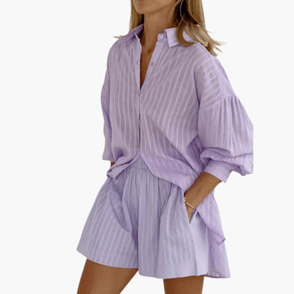 Women's Two-Piece Set Short Sleeve Wide Leg Pants - Vonnera