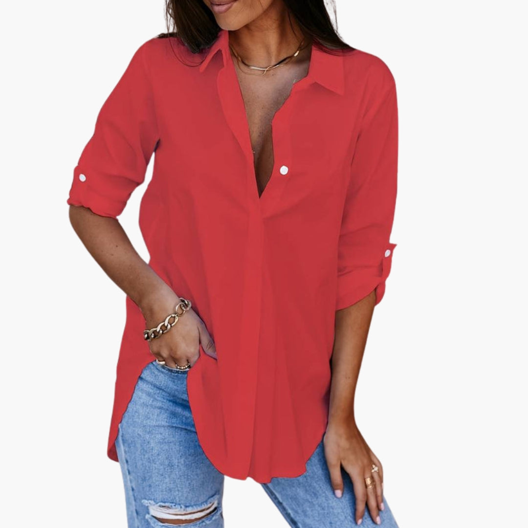 Women's Button Up Collar Shirt - Vonnera
