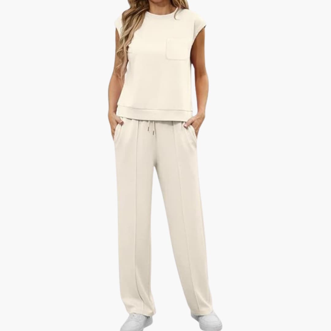 Women's Two Piece Set Cap Sleeve Drawstring Pants