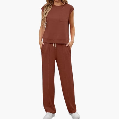 Women's Two Piece Set Cap Sleeve Drawstring Pants