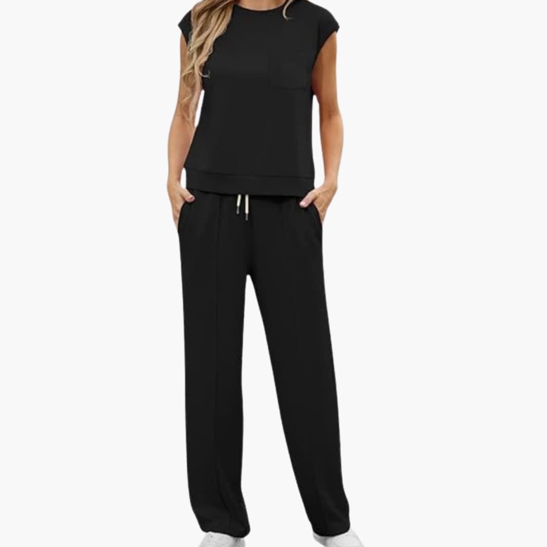 Women's Two Piece Set Cap Sleeve Drawstring Pants - Vonnera