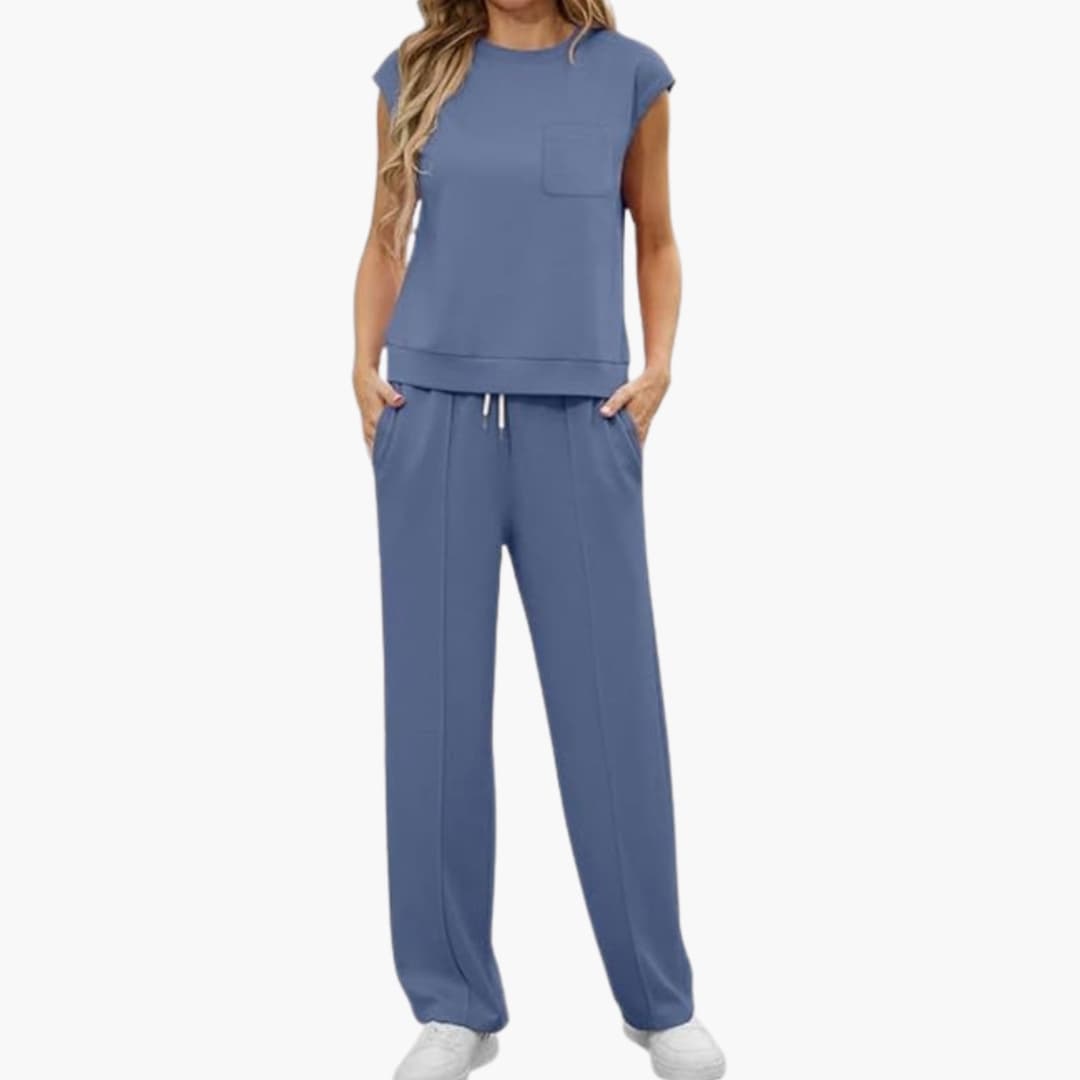 Women's Two Piece Set Cap Sleeve Drawstring Pants