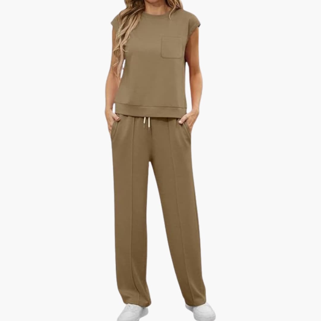 Women's Two Piece Set Cap Sleeve Drawstring Pants