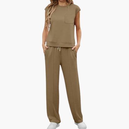Women's Two Piece Set Cap Sleeve Drawstring Pants
