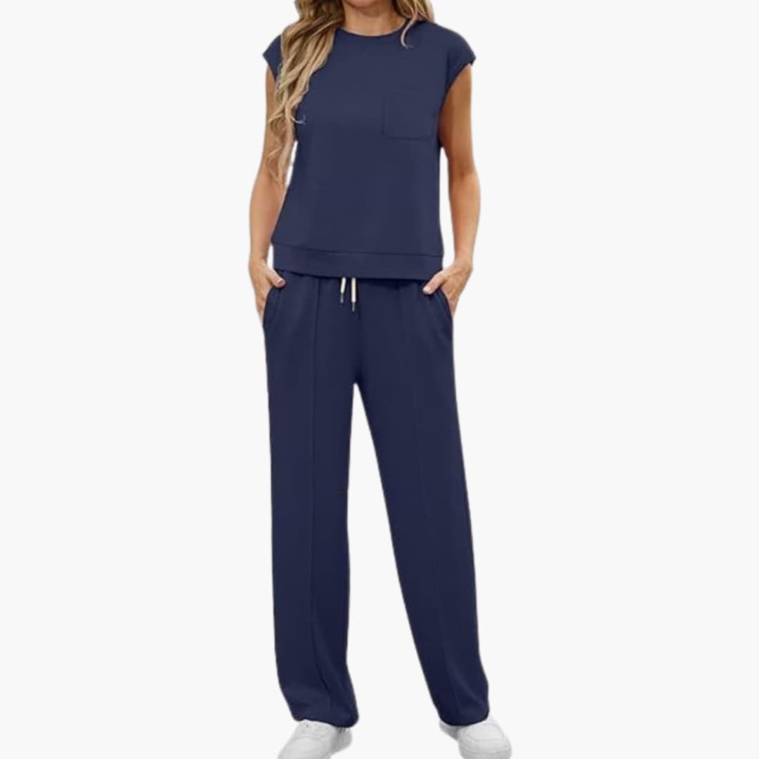 Women's Two Piece Set Cap Sleeve Drawstring Pants