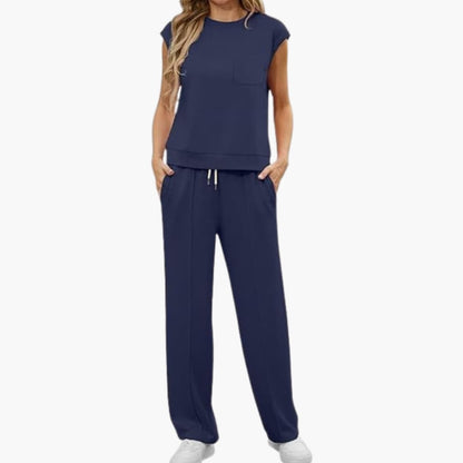 Women's Two Piece Set Cap Sleeve Drawstring Pants