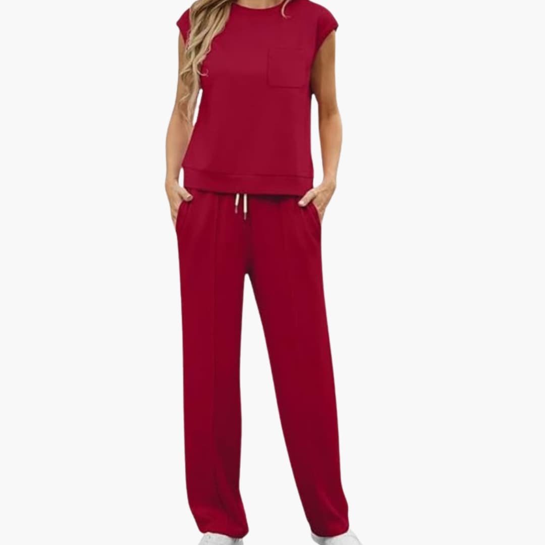 Women's Two Piece Set Cap Sleeve Drawstring Pants