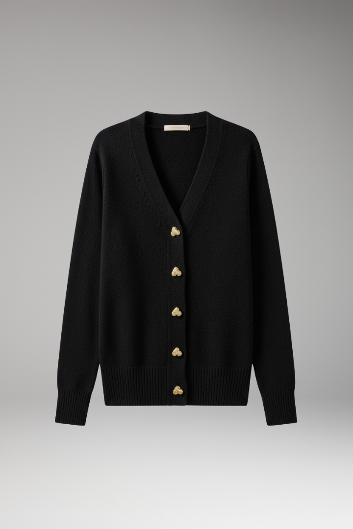 Women's Button Front Cardigan Ribbed Cuffs - Vonnera