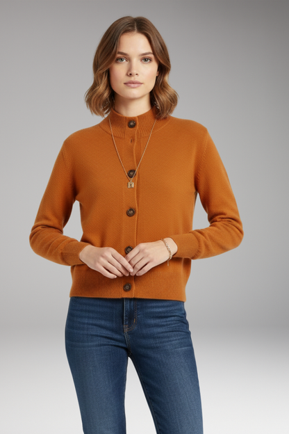 Women's Button Front High Neck Cardigan