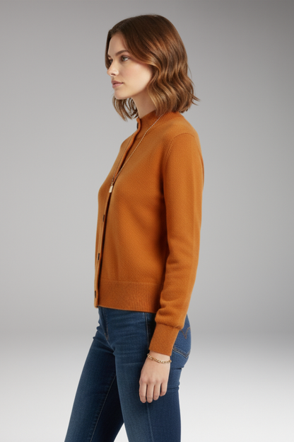 Women's Button Front High Neck Cardigan