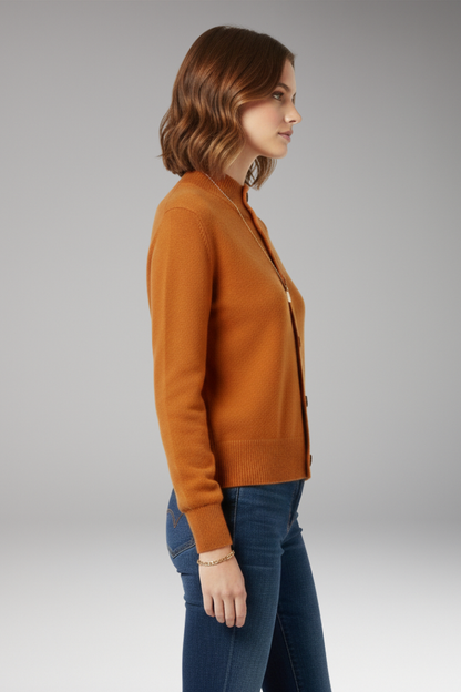 Women's Button Front High Neck Cardigan