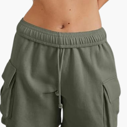 Women's Elastic Waist Cargo Shorts Utility Pockets