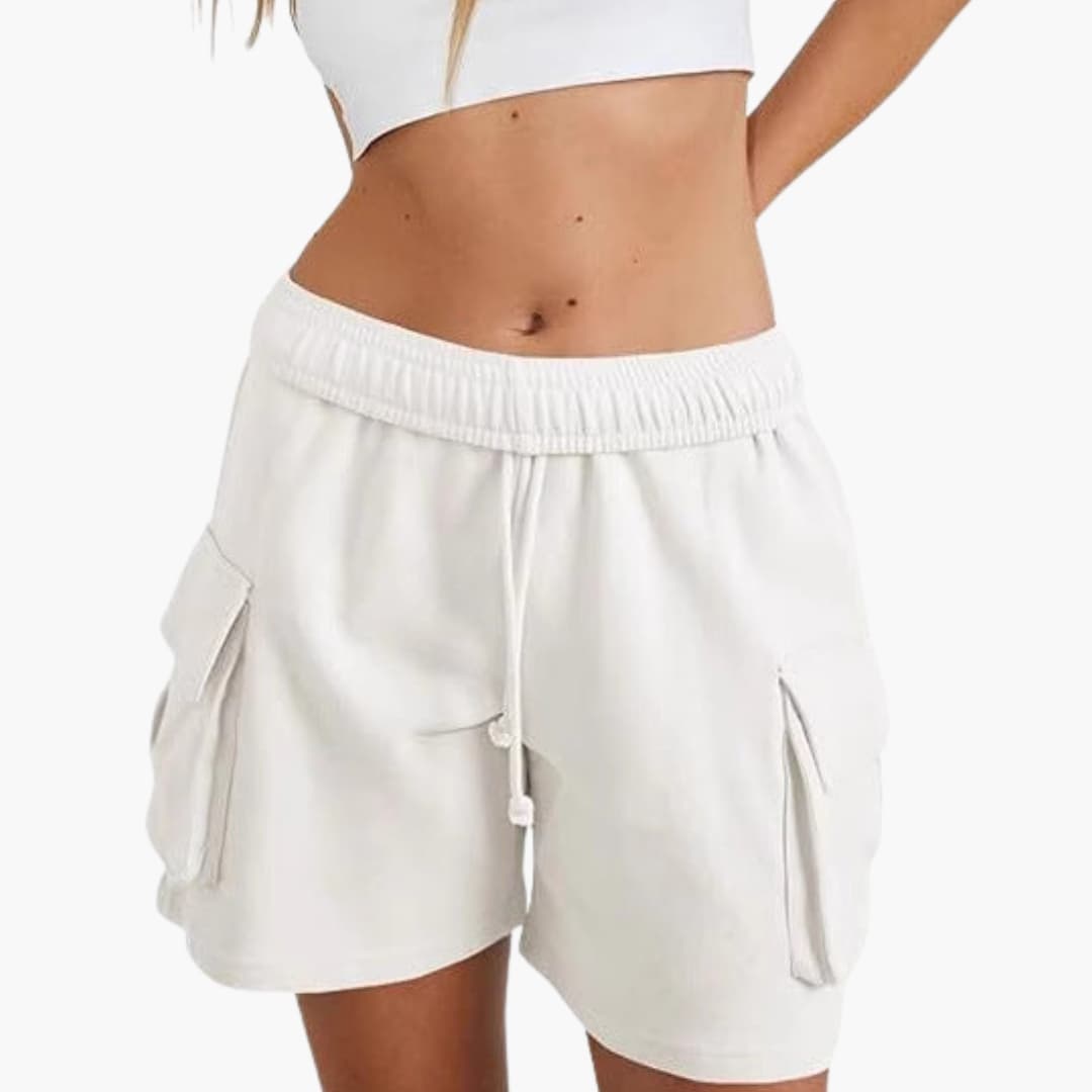 Women's Elastic Waist Cargo Shorts Utility Pockets