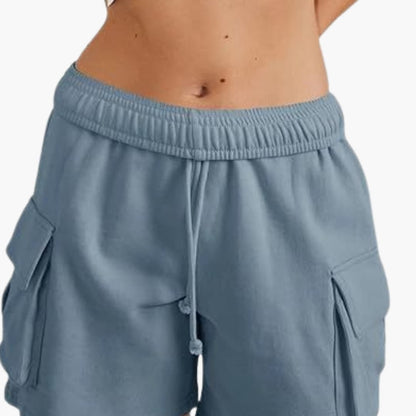 Women's Elastic Waist Cargo Shorts Utility Pockets