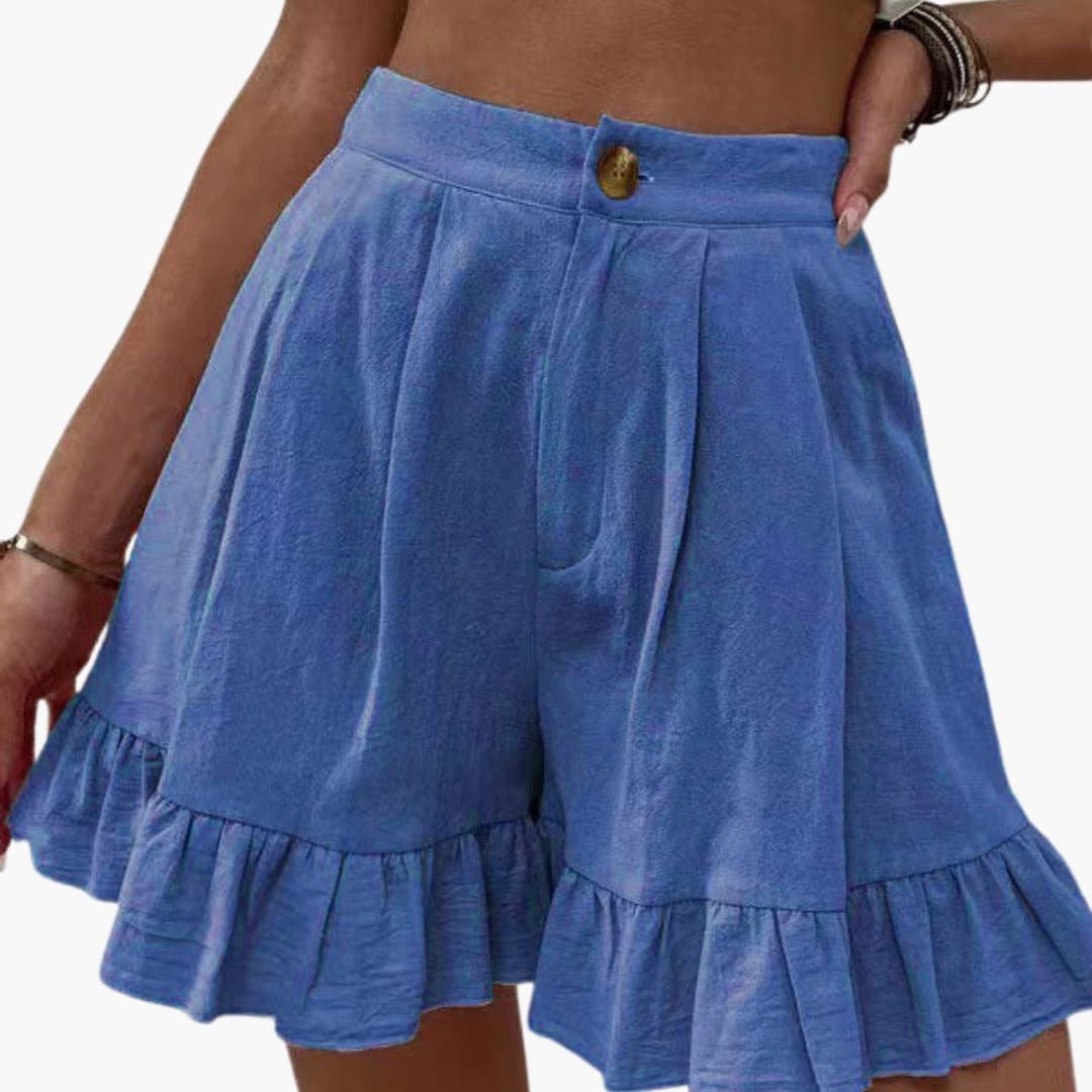 Women's Cotton Wide Leg Shorts Elastic Waist - Vonnera
