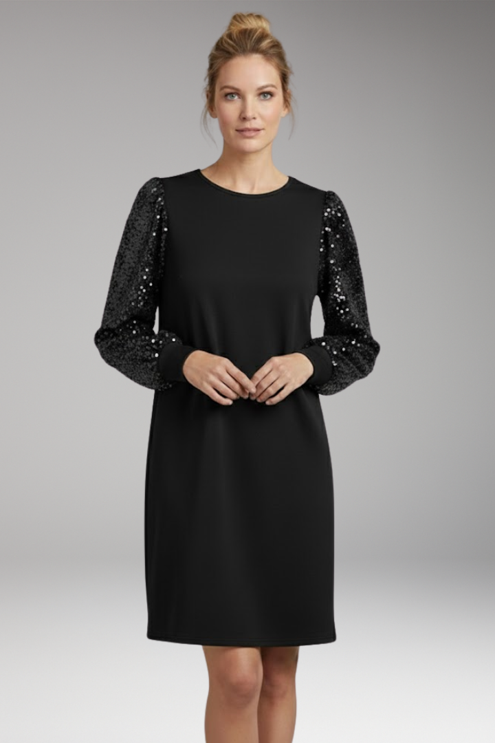Women's Glitter Sleeve Casual Dress Relaxed Fit