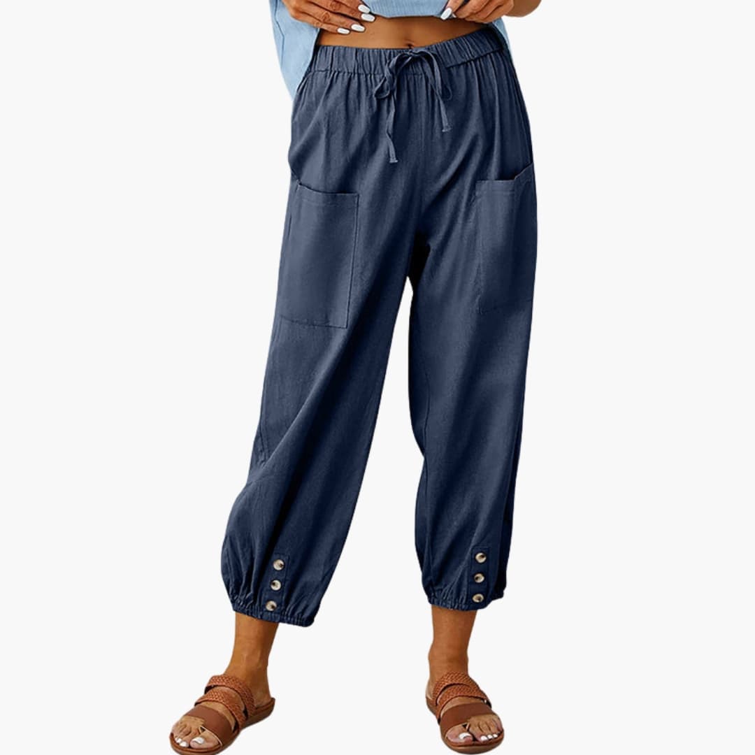 Women's Casual Drawstring Pants with Side Pockets - Vonnera