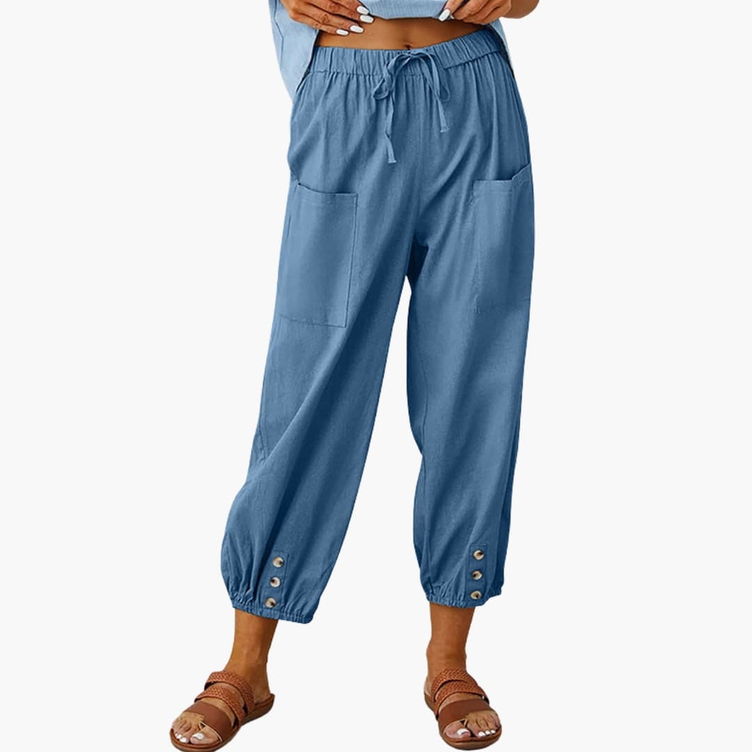 Women's Casual Drawstring Pants with Side Pockets