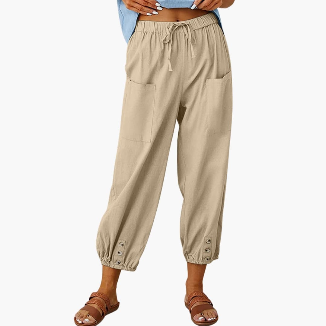 Women's Casual Drawstring Pants with Side Pockets