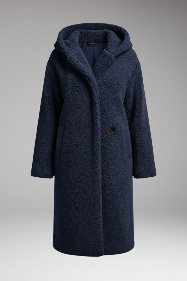 Women's Hooded Coat Button Front Closure - Vonnera