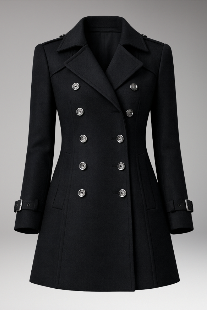 Women's Double Breasted Coat Notched Collar - Vonnera