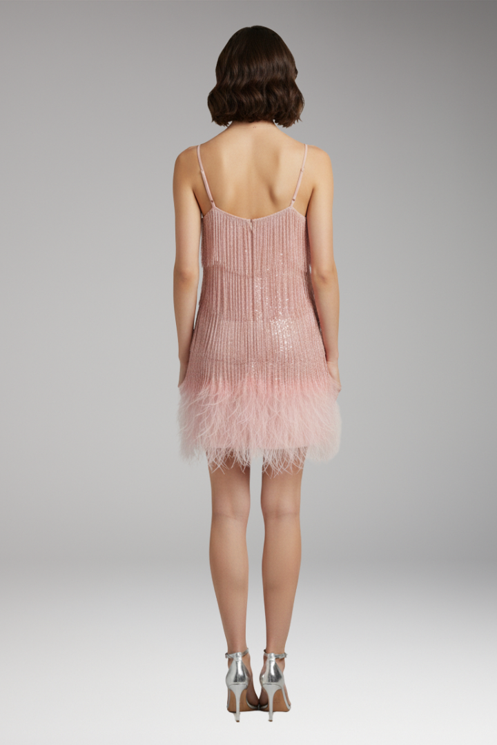 Women's Fringe Feather Hem Cocktail Dress
