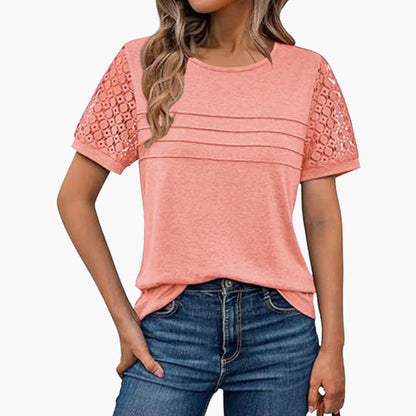 Women's Short Sleeve Crochet T-Shirt