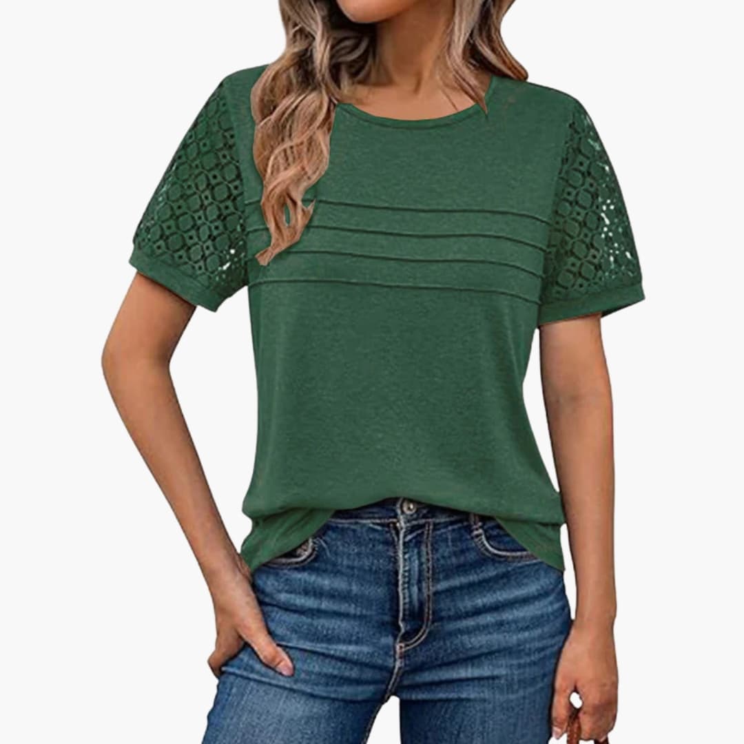 Women's Short Sleeve Crochet T-Shirt