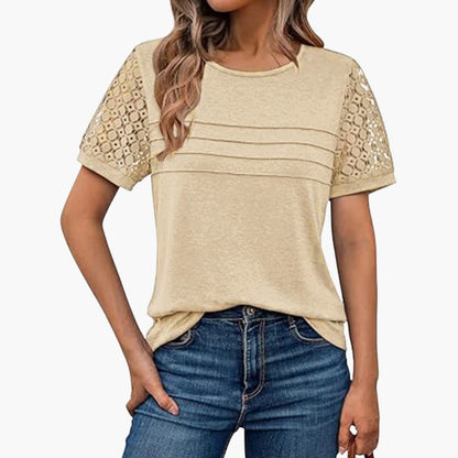 Women's Short Sleeve Crochet T-Shirt