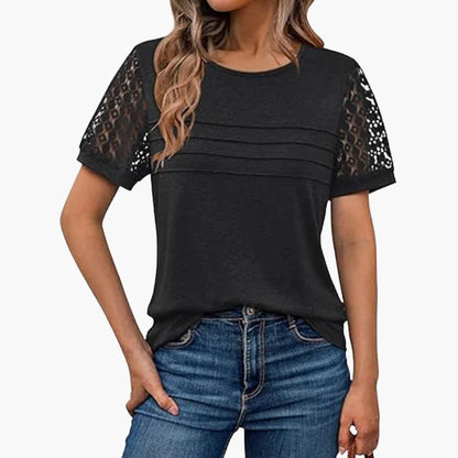Women's Short Sleeve Crochet T-Shirt