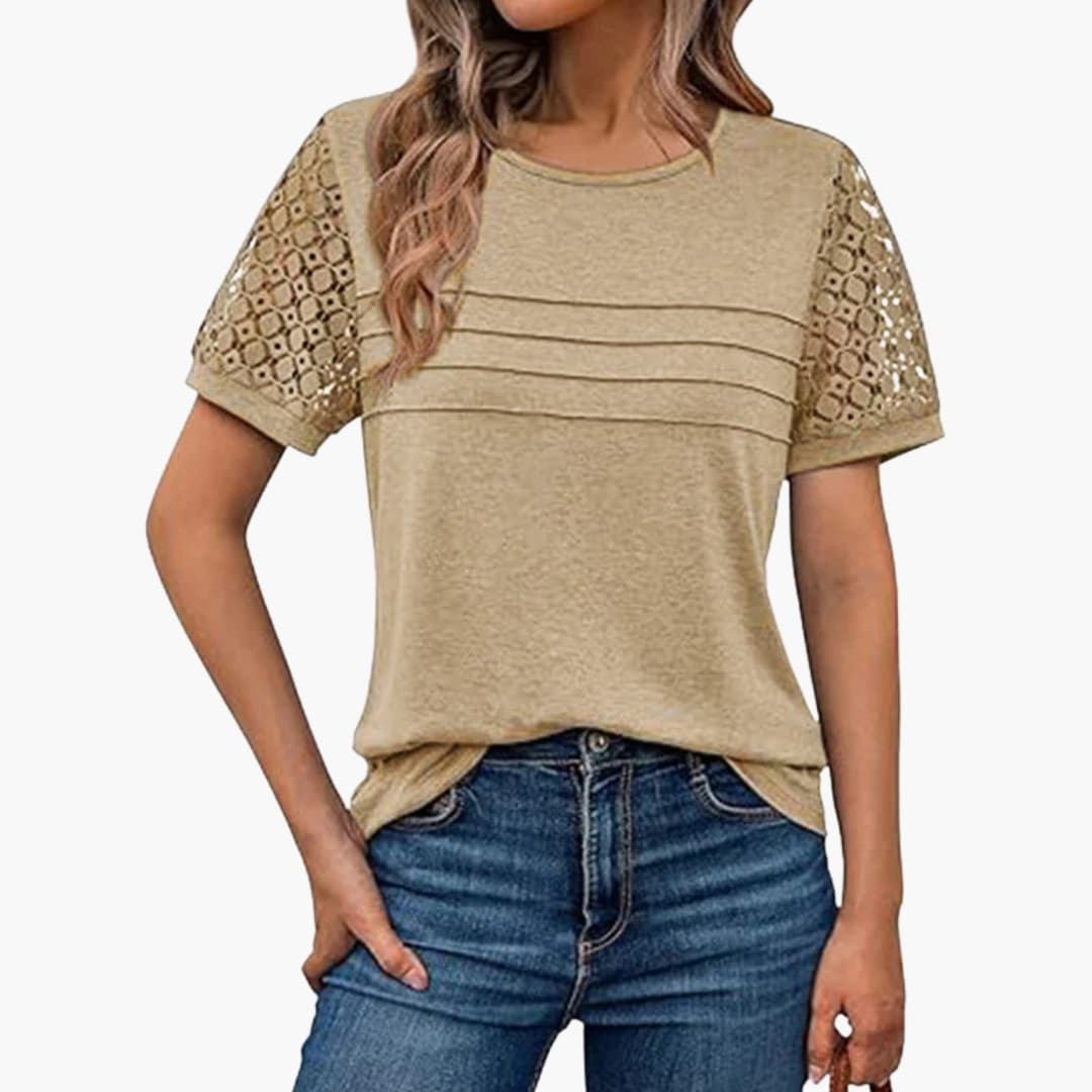 Women's Short Sleeve Crochet T-Shirt - Vonnera