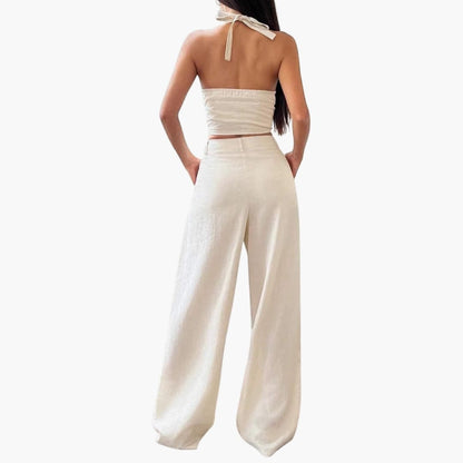 Women's Two Piece Crop Trousers Set