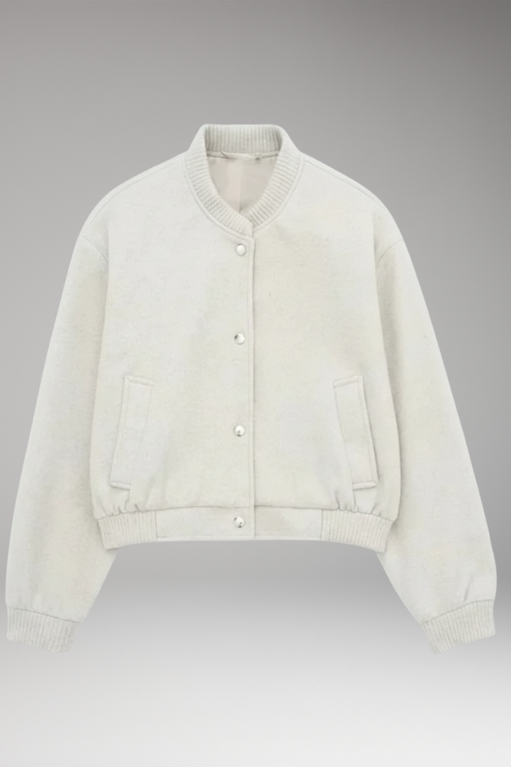 Women's Cropped Bomber Jacket Zipper Pockets - Vonnera
