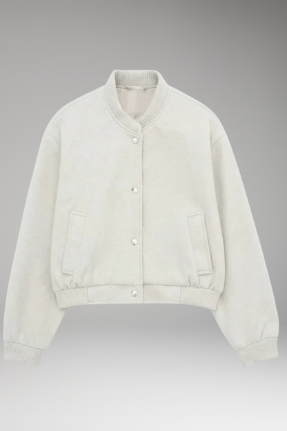 Women's Cropped Bomber Jacket Zipper Pockets - Vonnera