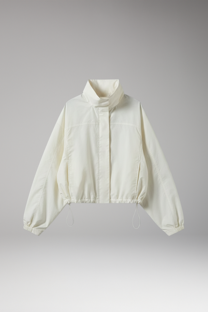 Women's Cropped Windbreaker Jacket Elasticated Hem Black - Vonnera