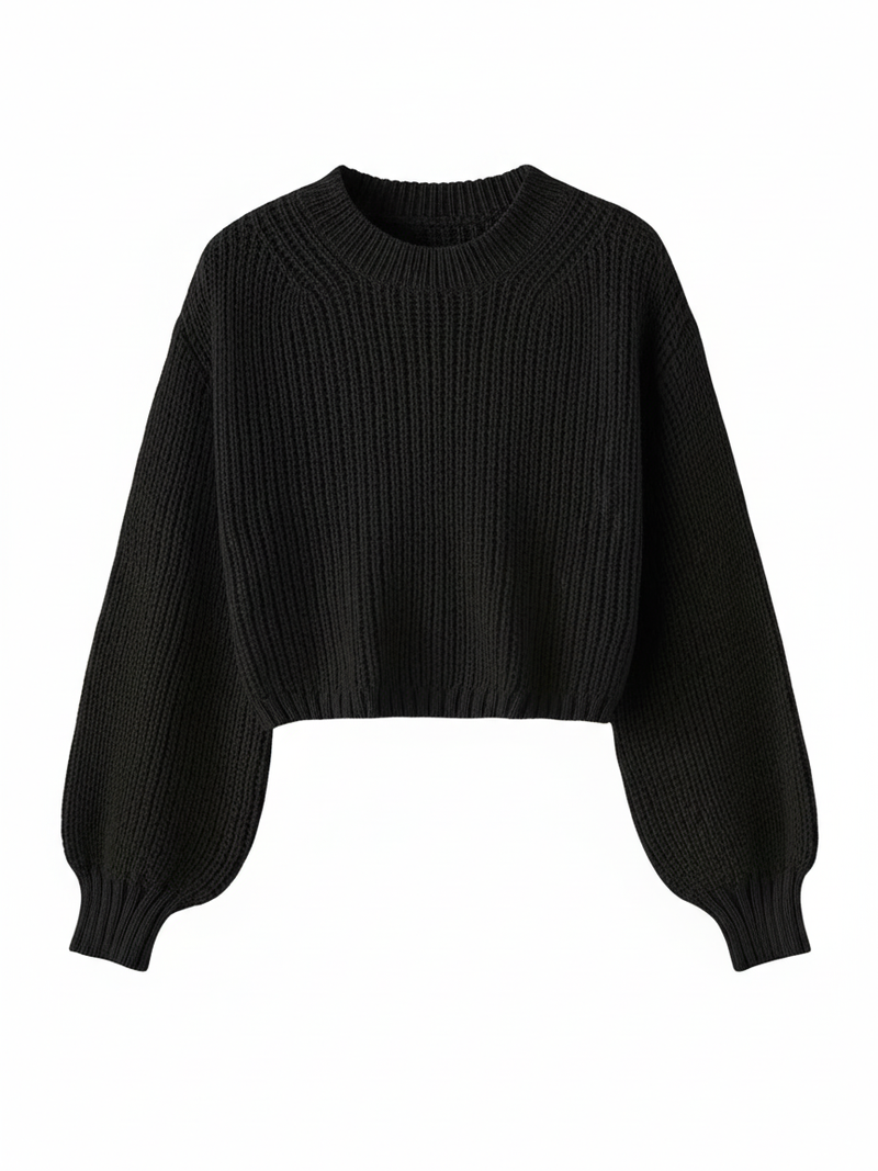 Women's Cropped Crew Neck Sweater