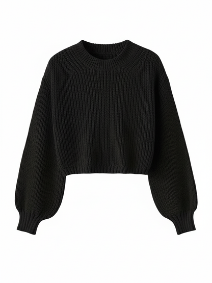 Women's Cropped Crew Neck Sweater