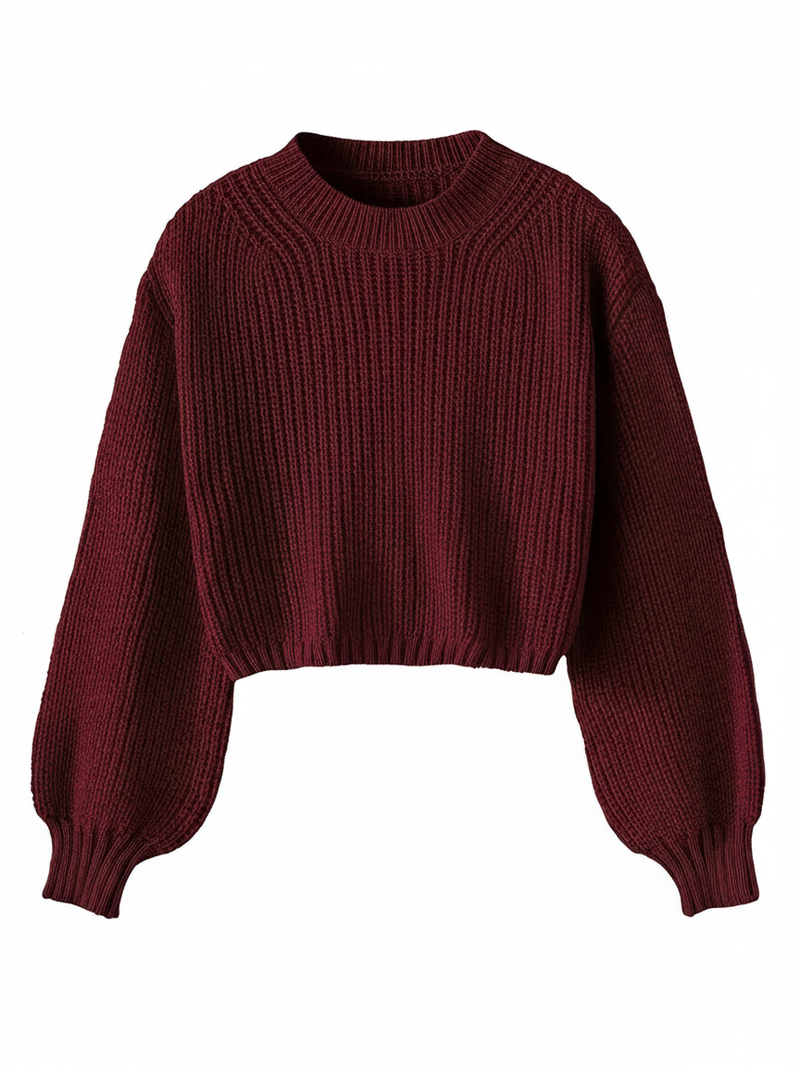 Women's Cropped Crew Neck Sweater - Vonnera