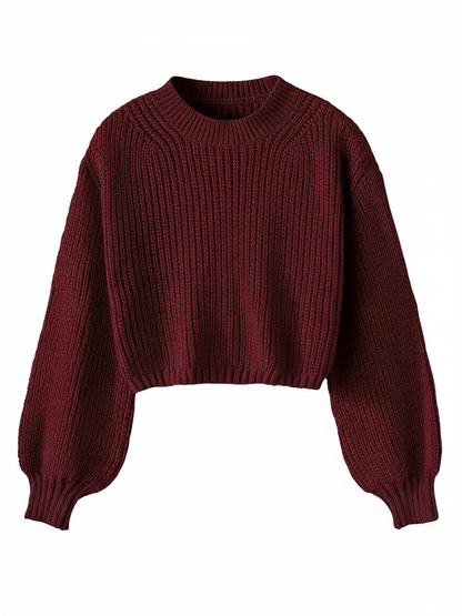 Women's Cropped Crew Neck Sweater - Vonnera