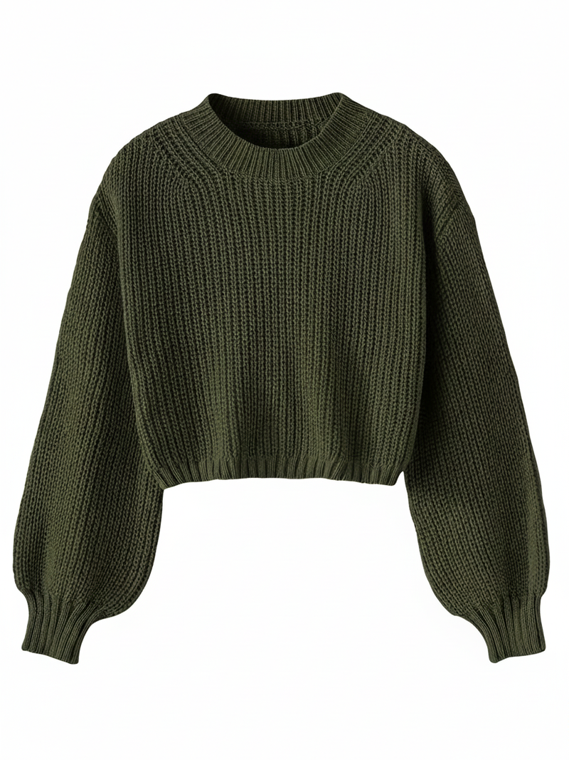 Women's Cropped Crew Neck Sweater